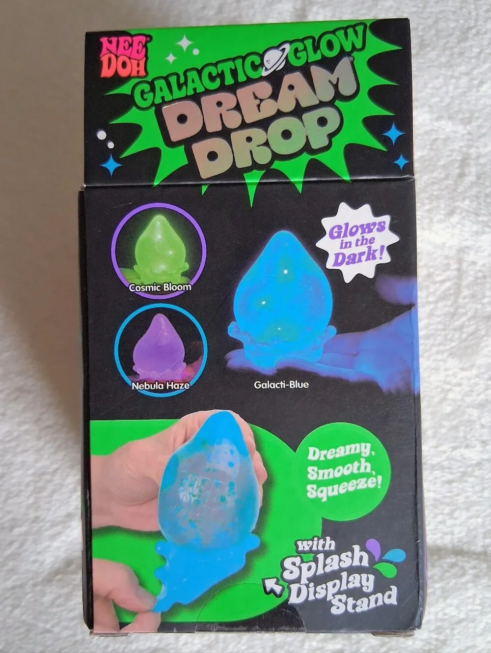 NEE DOH Galactic Glow Dream Drop W Stand. In Rare/sought After Color GREEN